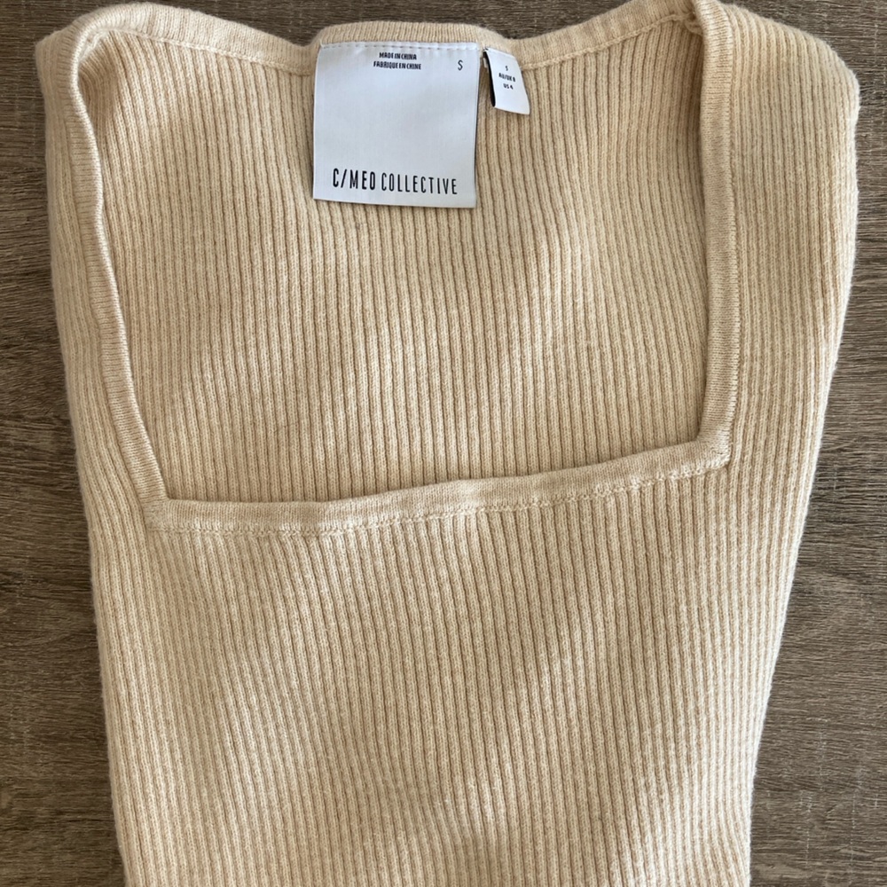 C/MEO Collective Cream Ribbed Sweater